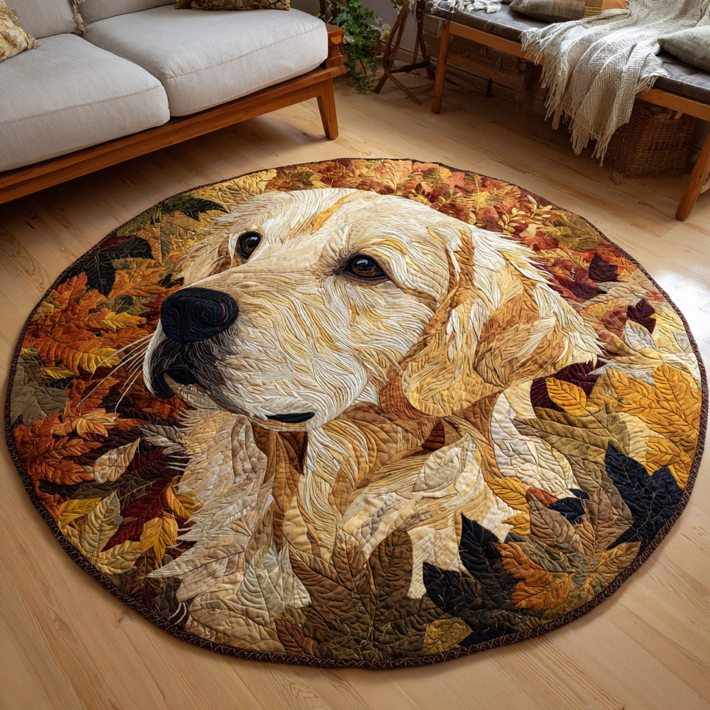 Autumn Golden Retriever Quilted Round Mat NCU0HNH1196