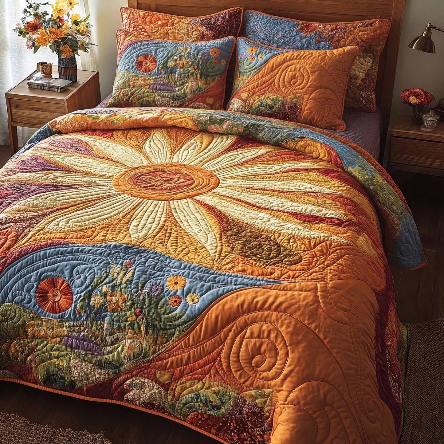 Autumn Halo 3-Piece Quilted Bedding Set NCU0NXD1723