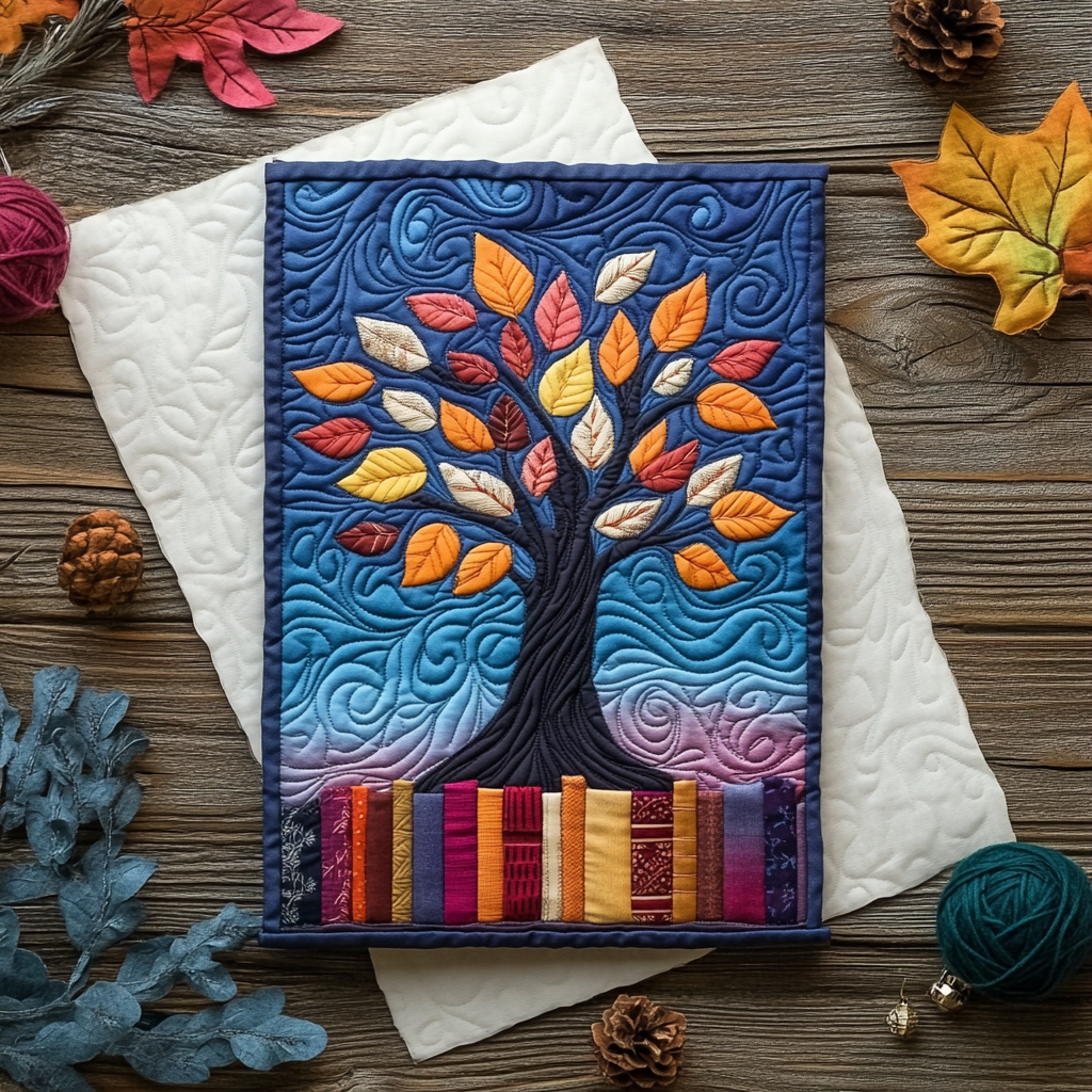 Autumn Harmony Quilted Fabric Postcard NCU0DDK1917