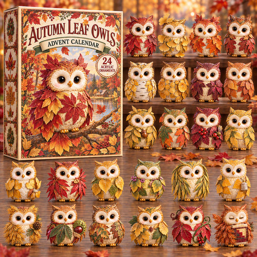 CHRISTMAS KICKOFF 40% OFF - Autumn Leaf Owls Advent Calendar 2026 - 24-Day Festive Countdown, Acrylic Charms Blind Box - Gift For Family and Friends AC0TD014