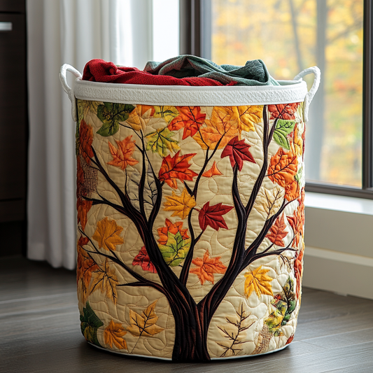 Autumn Leaves Quilted Laundry Basket NCU0DDK982