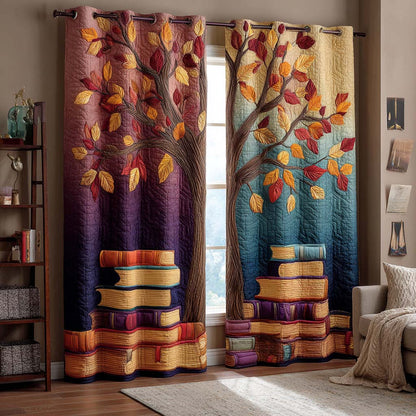 Autumn Library Tree Quilted Curtains NCU0NXD1124
