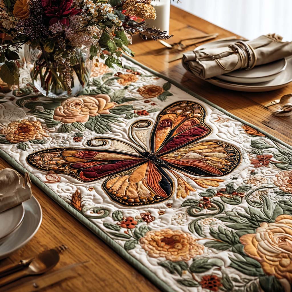 Autumn Monarch Quilted Table Runner NCU0DQQ0346