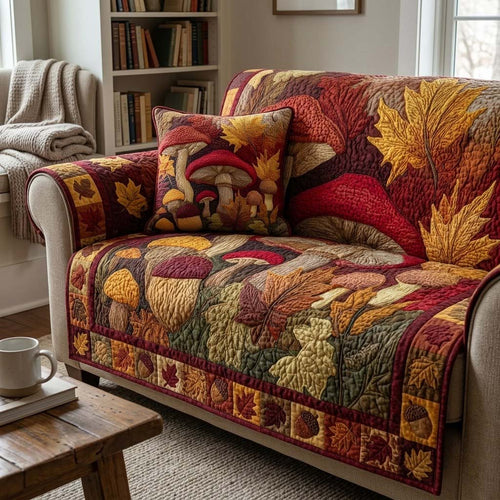 Autumn Mushroom Garden Quilted Sofa Cover NCU0DQQ0697