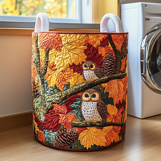 Autumn Owl Quilted Laundry Basket NCU0DDK888