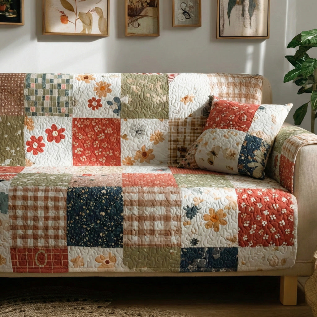 Autumn Patchwork Quilted Sofa Cover NCU0LDH528