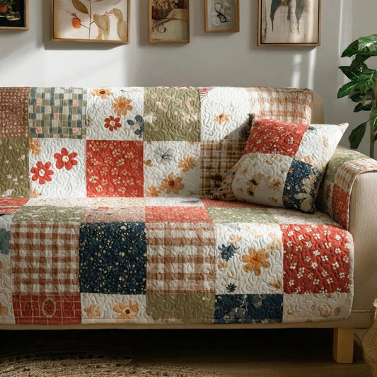 Autumn Patchwork Quilted Sofa Cover NCU0LDH528