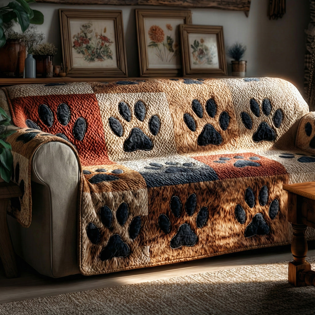 Autumn Pawprint Quilted Sofa Cover NCU0LDH361