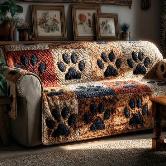 Autumn Pawprint Quilted Sofa Cover NCU0LDH361