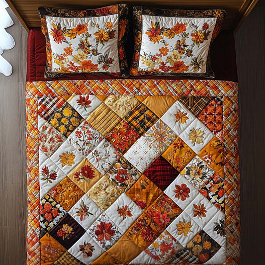 Autumn Petal Glow 3-Piece Quilted Bedding Set NCU0NNT933
