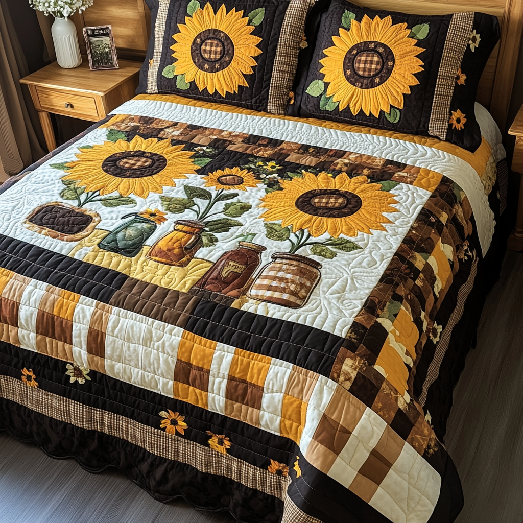 Autumn Petals 3-Piece Quilted Bedding Set NCU0DDK498