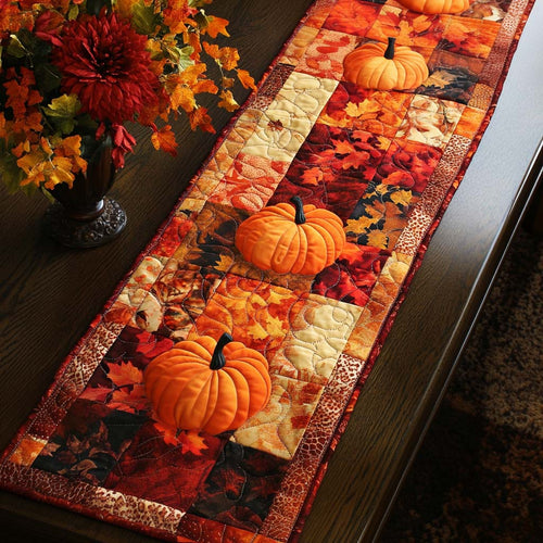 Autumn Pumpkin Charm Quilted Table Runner NCU0NNT942