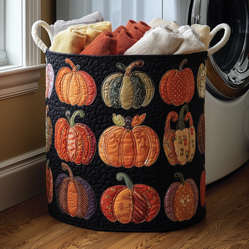 Autumn Pumpkins Quilted Laundry Basket NCU0TH3097