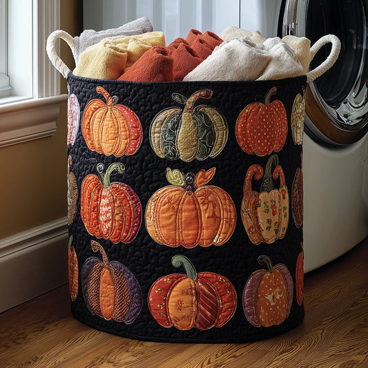 Autumn Pumpkins Quilted Laundry Basket NCU0TH3097