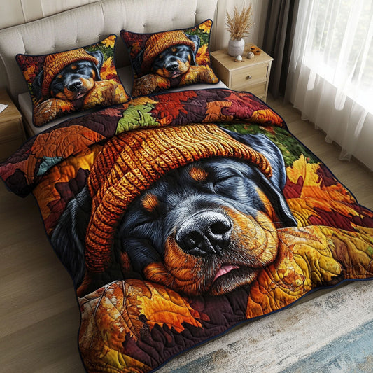 Autumn Pup Dreams 3-Piece Quilted Bedding Set NCU0NNT742