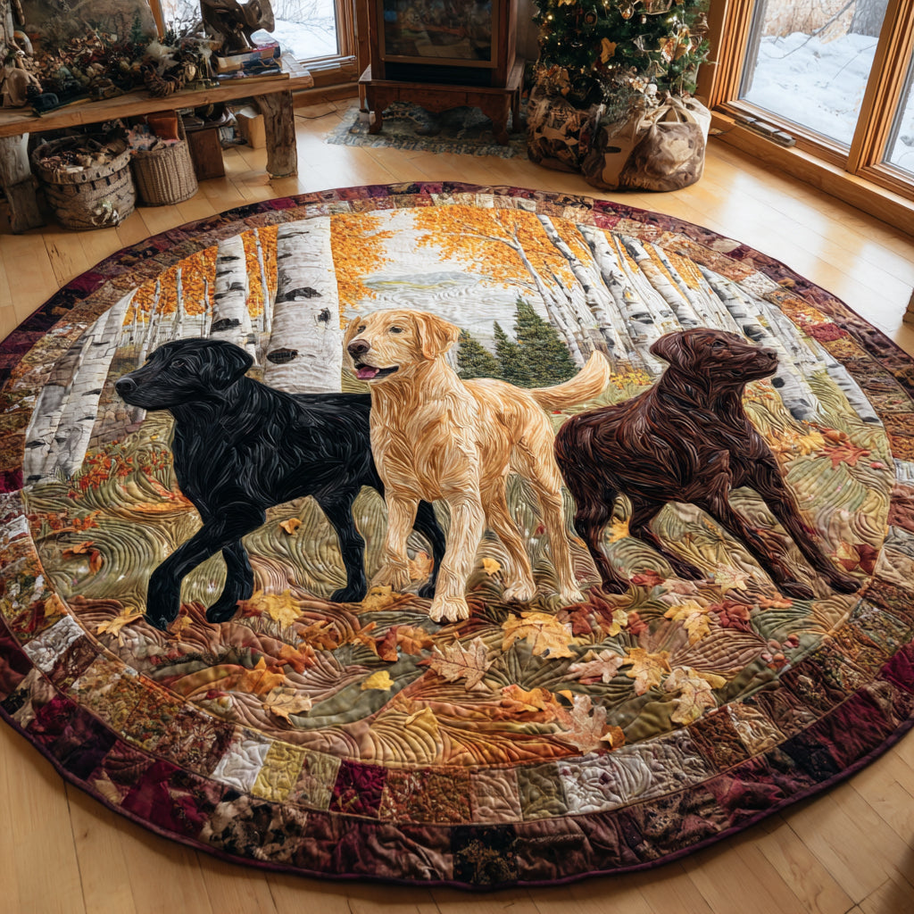 Autumn Retrievers Quilted Round Mat NCU0DV1350