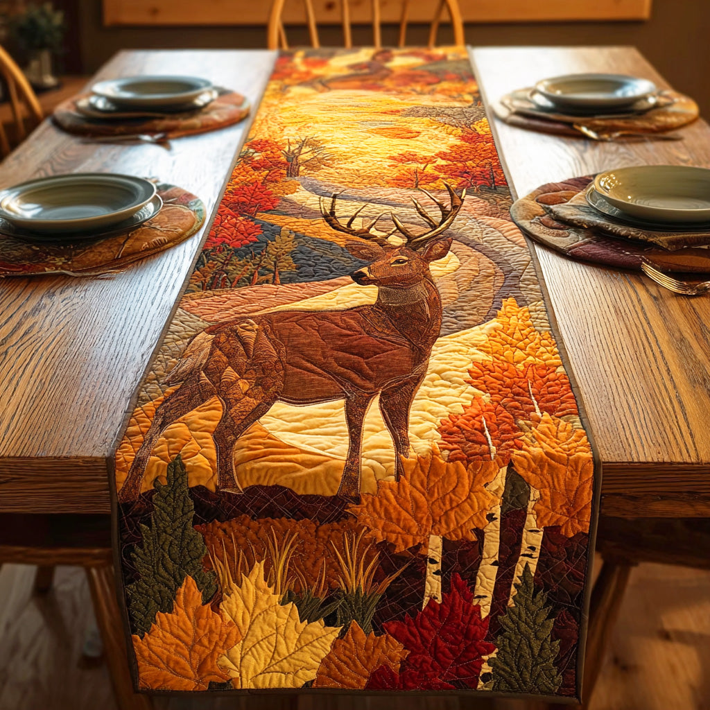 Autumn Ridge Deer Quilted Table Runner NCU0NTD676