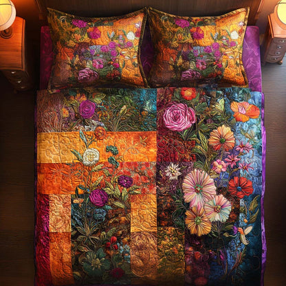 Autumn Rustic Bouquet 3-Piece Quilted Bedding Set NCU0NNT934