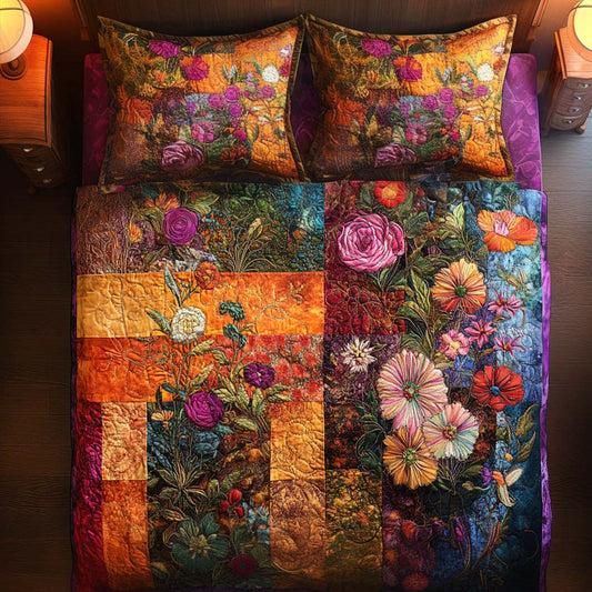 Autumn Rustic Bouquet 3-Piece Quilted Bedding Set NCU0NNT934