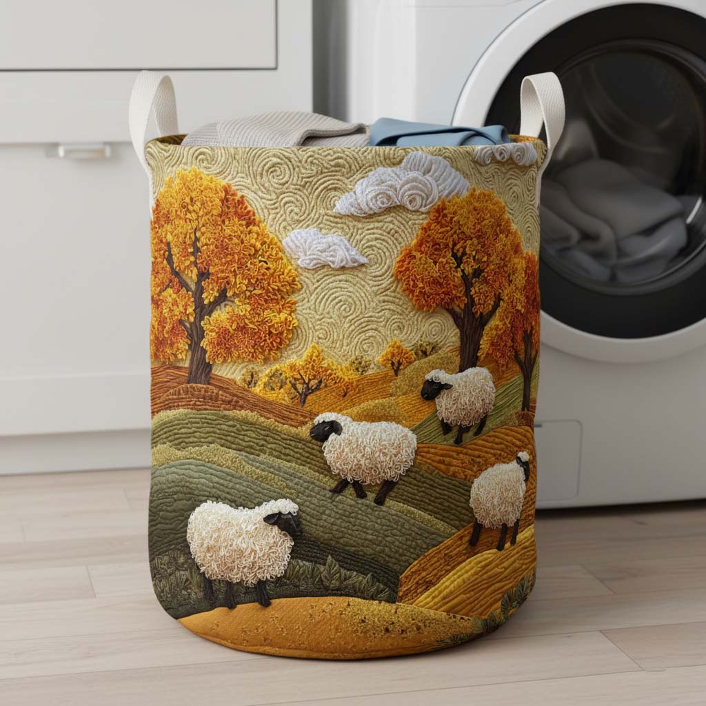 Autumn Sheep Quilted Laundry Basket NCU0HNH916