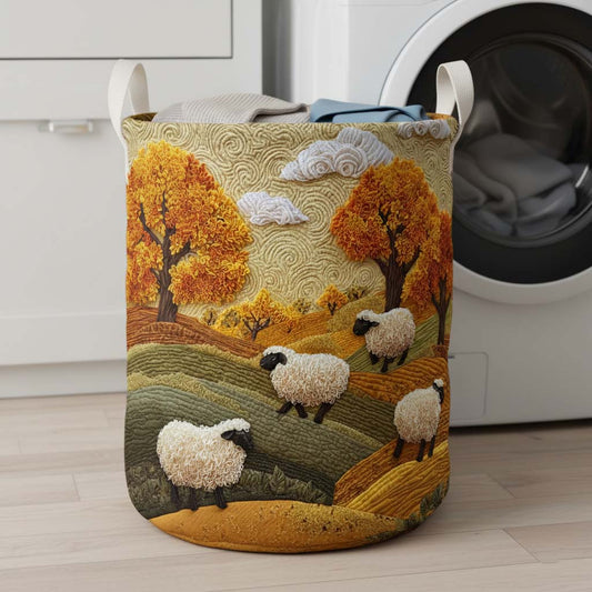 Autumn Sheep Quilted Laundry Basket NCU0HNH916