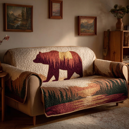 Autumn Silhouette Bear Quilted Sofa Cover NCU0LDH663