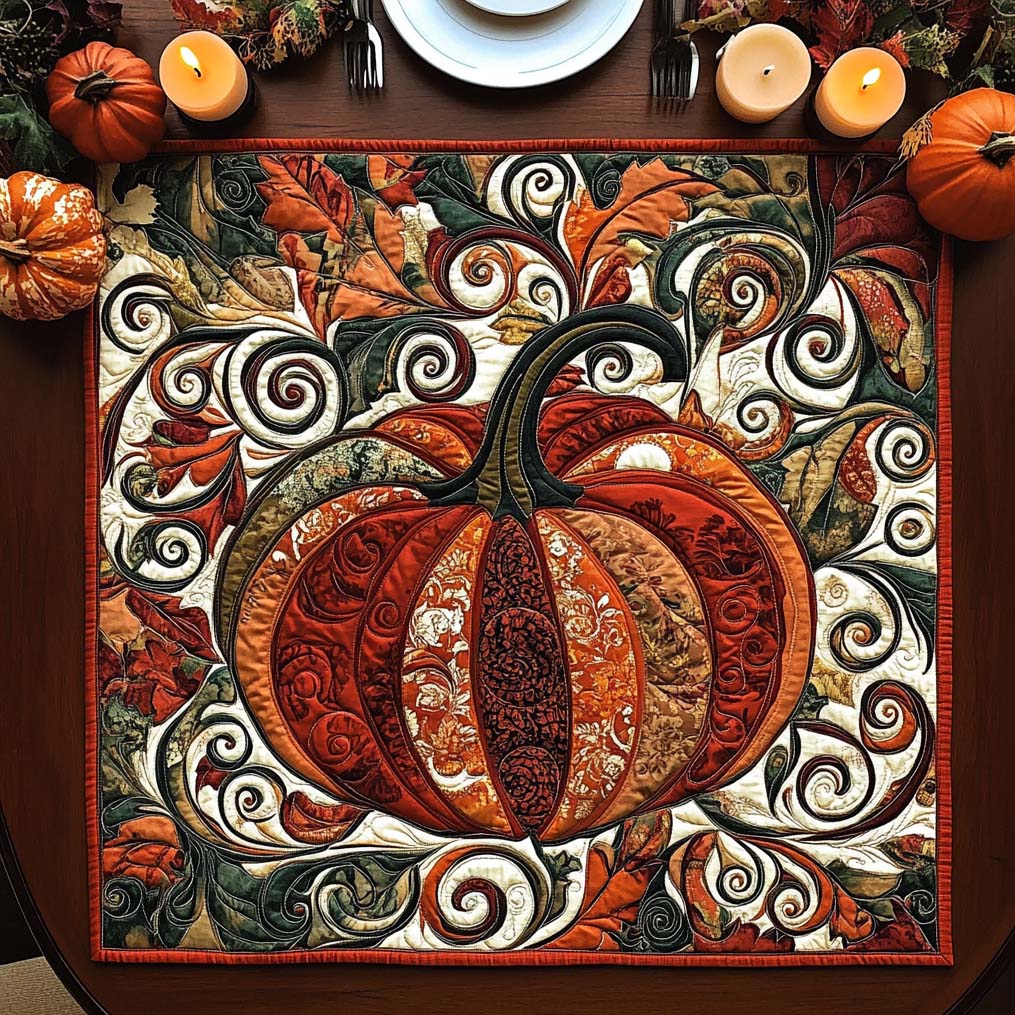 Autumn Spice Whirl Quilted Table Topper NCU0NXD069