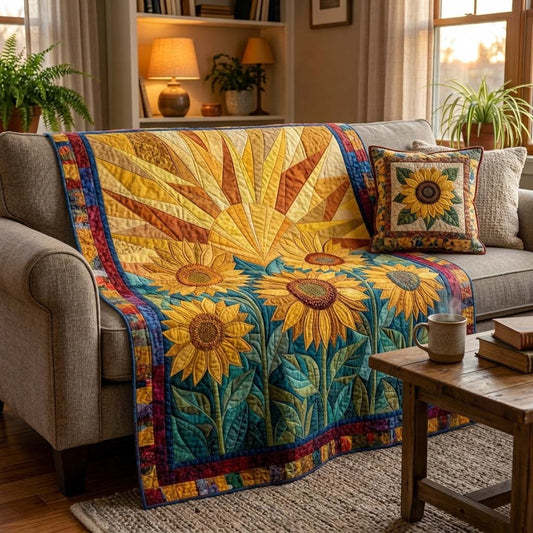 Autumn Sunflower Quilted Blanket NCU0DQQ0814