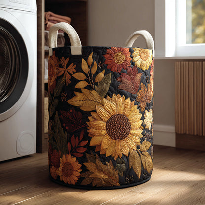 Autumn Sunflower Quilted Laundry Basket NCU0HNH631