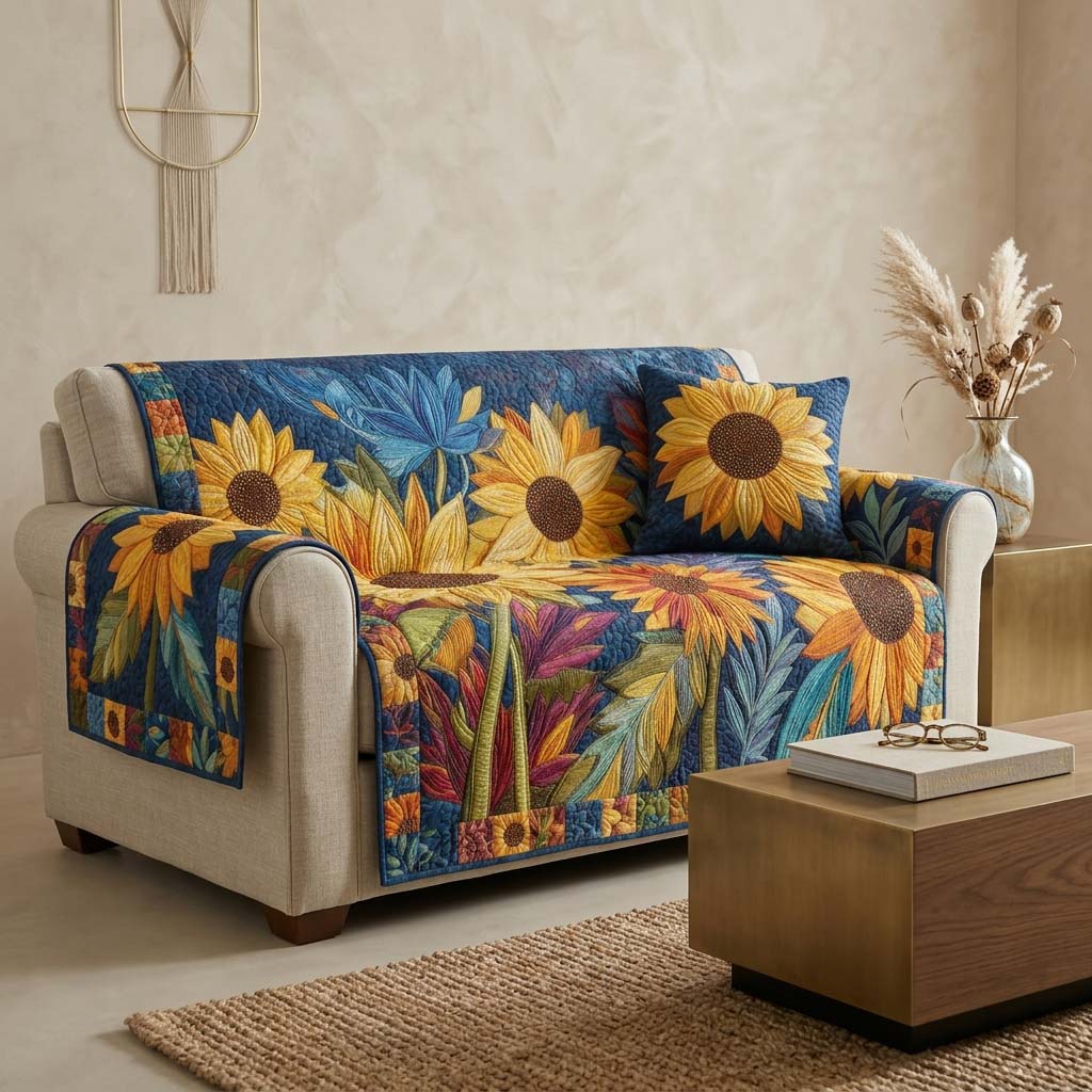 Autumn Sunflower Quilted Sofa Cover NCU0DQQ0804
