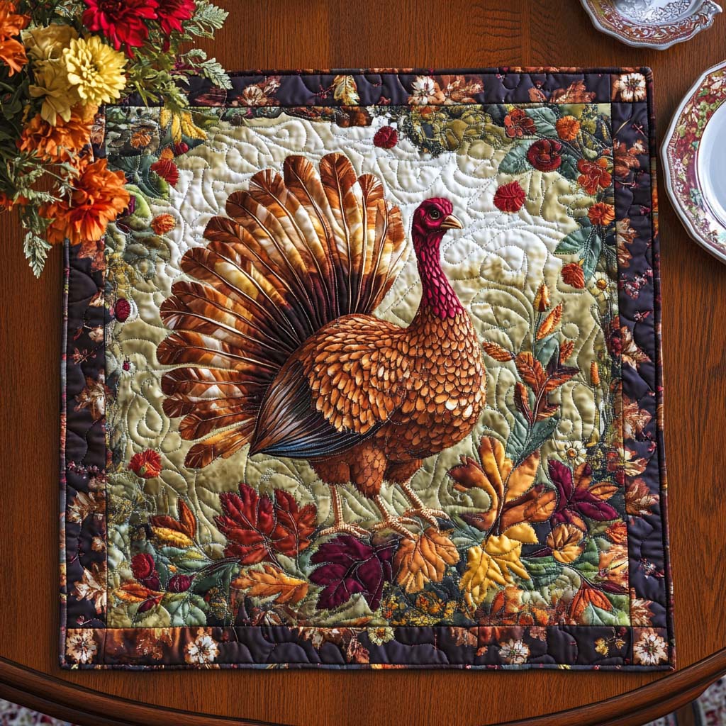 Autumn Turkey Charm Quilted Table Topper NCU0NNT1010