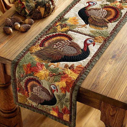 Autumn Turkey Parade Quilted Table Runner NCU0NXD510