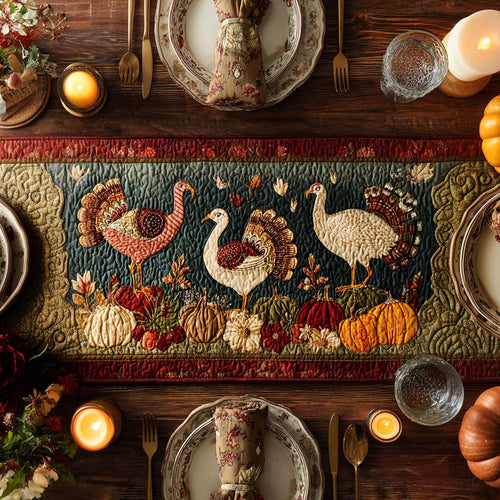 Autumn Turkey Trail Quilted Table Runner NCU0PTT1486
