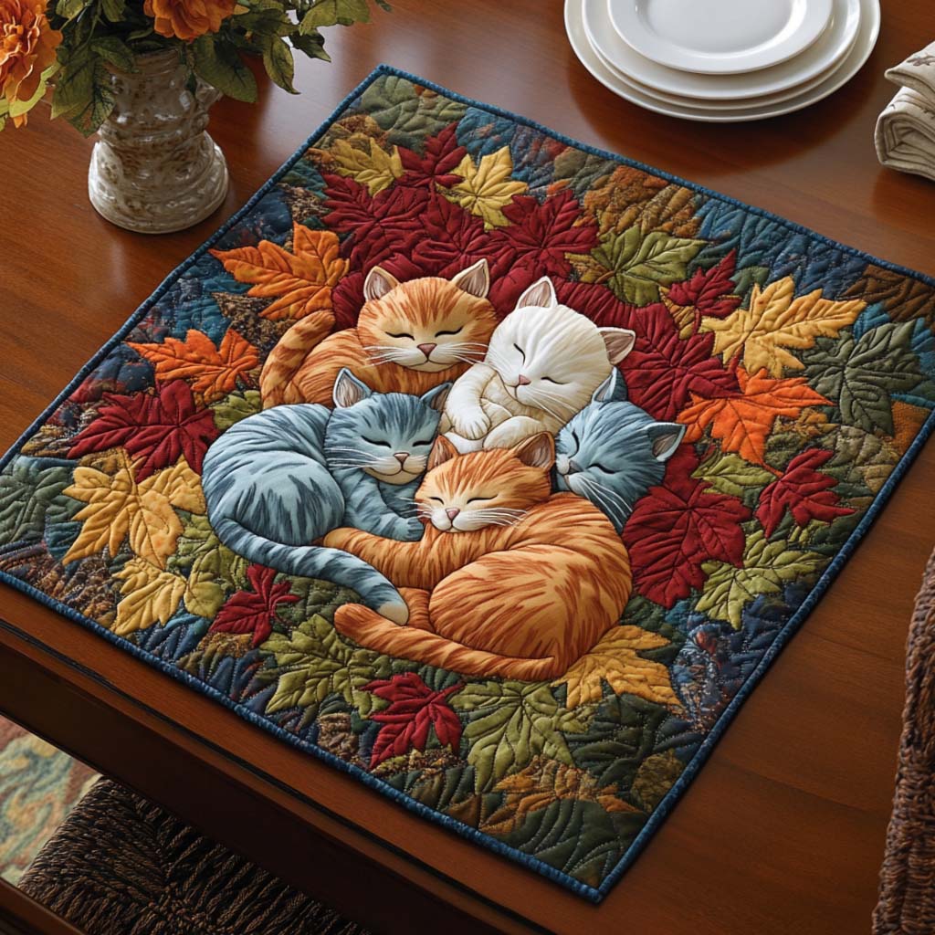 Autumn Whiskers Quilted Table Topper NCU0NNT1107