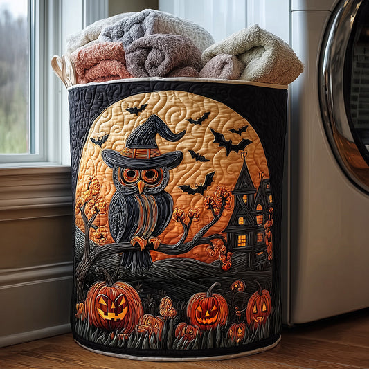 Autumn Witch Owl Quilted Laundry Basket NCU0TH3089