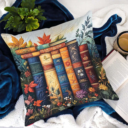 Autumnal Bookshelf Quilted Pillow Case NCU0NT1077