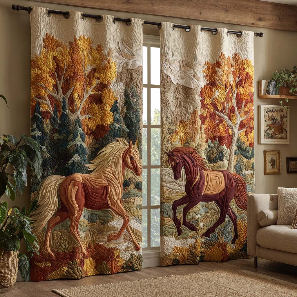 Autumnal Horse Quilted Curtains NCU0HNH875