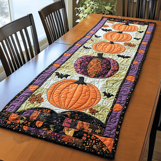 Autumnal Pumpkin Quilted Table Runner NCU0TH1779