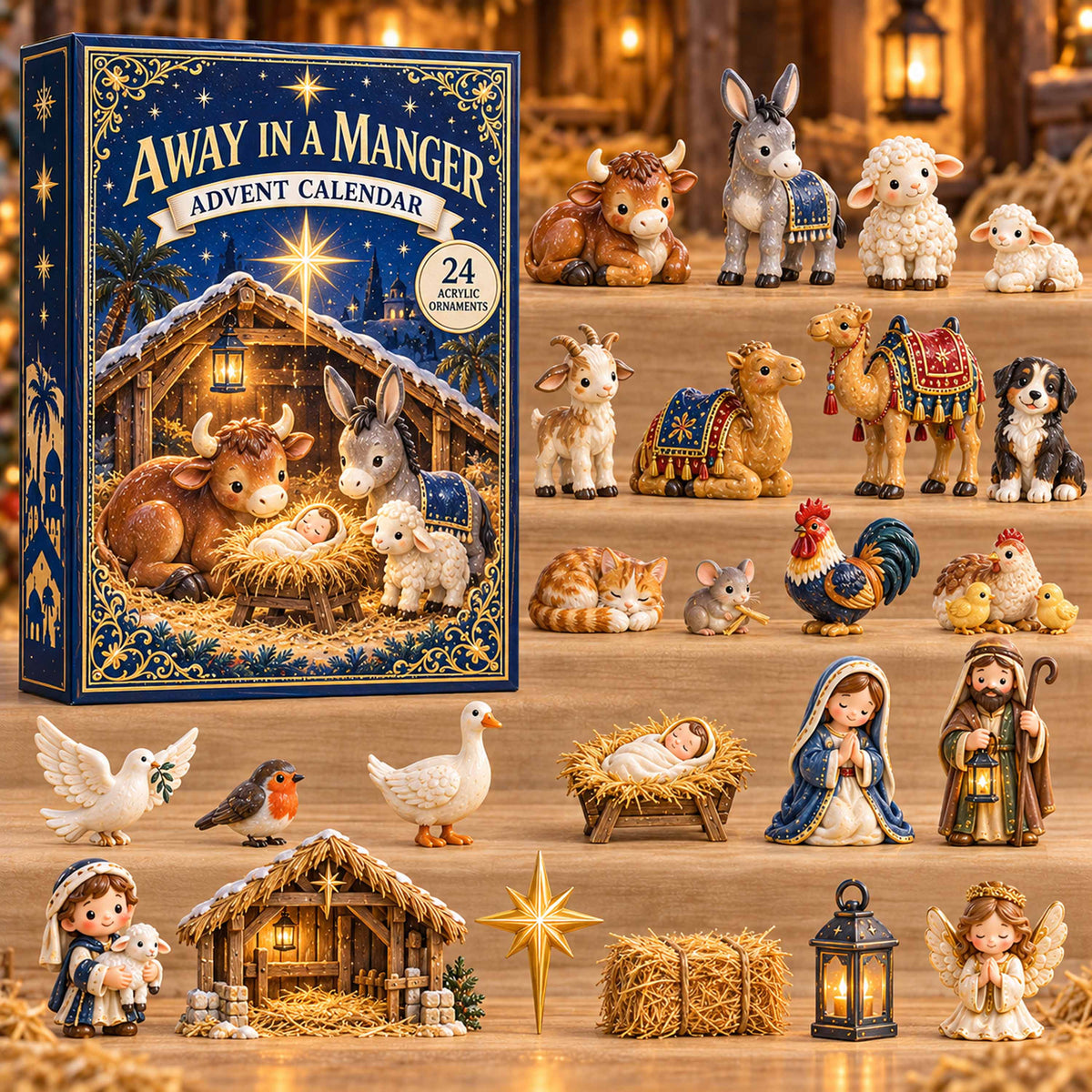 CHRISTMAS KICKOFF 40% OFF - Away In A Manger Advent Calendar 2026 - 24-Day Festive Countdown, Acrylic Charms Blind Box - Gift For Family NCU0NTD2225