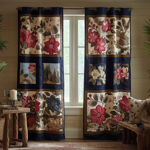 Azure Bloom Quilted Curtains NCU0PTT2101