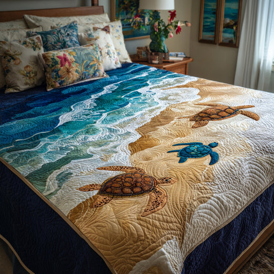 Azure Current Turtle Quilted Blanket NCU0LDH794