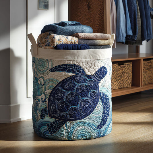 Azure Drift Quilted Laundry Basket NCU0NTV185