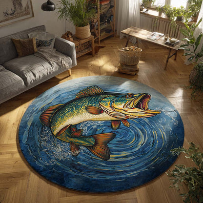 Azure Fishing Round Carpet NCU0HNH985
