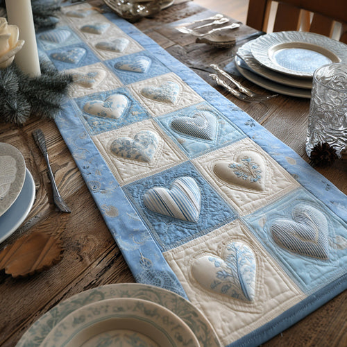 Azure Heart Charm Quilted Table Runner NCU0HNH754
