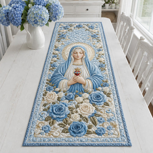 Azure Heart Sanctuary Quilted Table Runner NCU0HNH1242
