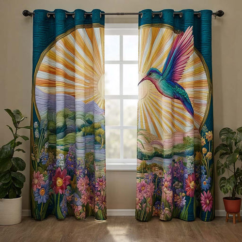 Azure Hummingbird Quilted Curtains NCU0HNH894