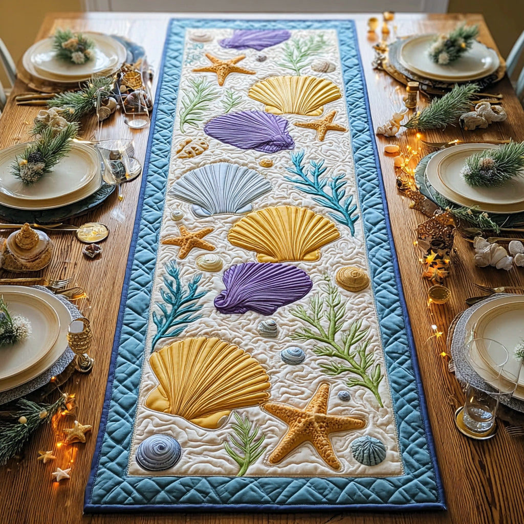 Azure Ocean Quilted Table Runner NCU0HNH829
