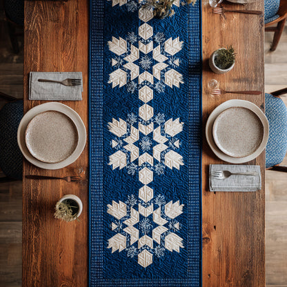 Azure Snowflake Quilted Table Runner NCU0HNH359