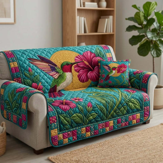 Azure Solar Flight Quilted Sofa Cover NCU0DQQ0498