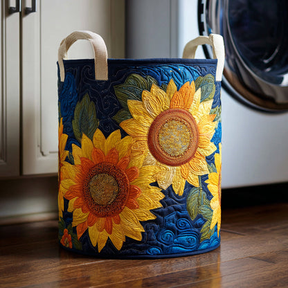 Azure Sunflower Quilted Laundry Basket NCU0HNH632